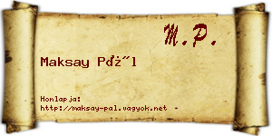 Maksay Pál névjegykártya